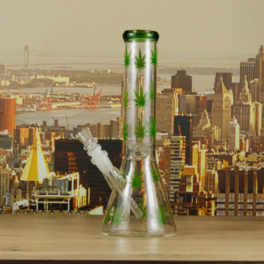 Heavy Conical Water Pipe With Colored Milti Leaf Logo 30cm